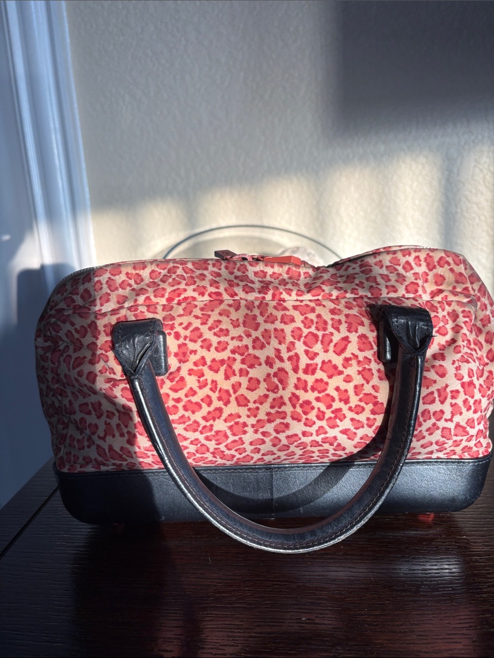 Bottega Veneta Pink Leopard Print Mini Satchel with Black Trim Rare